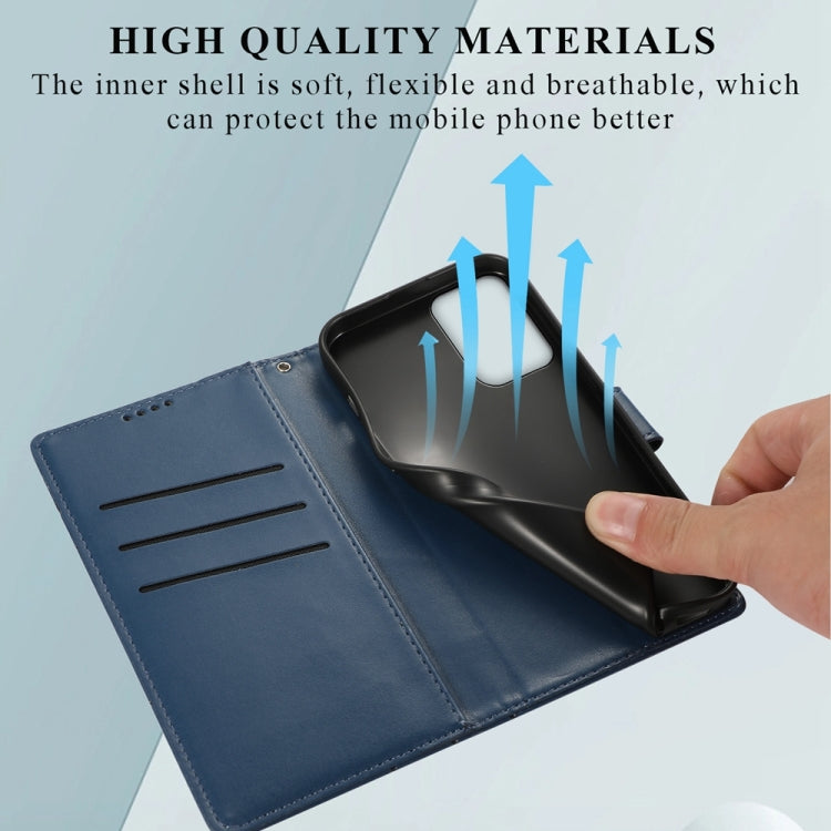 For Motorola Moto G Stylus 5G 2024 PU Genuine Leather Texture Embossed Line Phone Case(Blue) by buy2fix