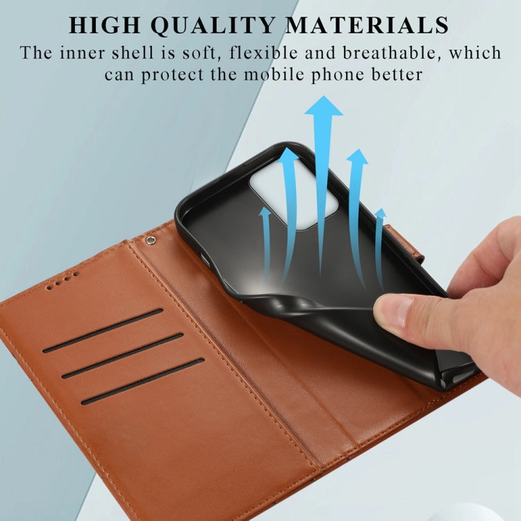 For Motorola Moto G Stylus 5G 2024 PU Genuine Leather Texture Embossed Line Phone Case(Brown) by buy2fix