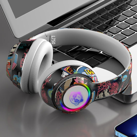L750 3 in 1 RGB Graffiti Pattern Wireless Gaming Noise Reduction Headset(White) by buy2fix