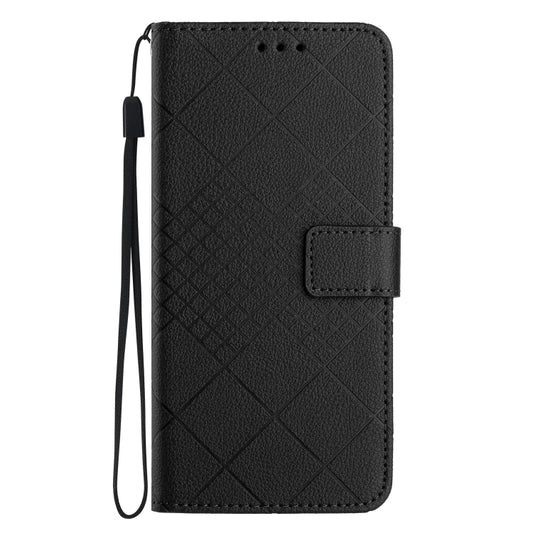 For Motorola Moto G Play 4G 2024 Rhombic Grid Texture Leather Phone Case(Black) by buy2fix