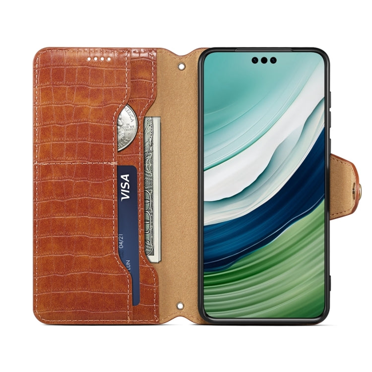 For Huawei Mate 60 Pro / Mate 60 Pro+ Denior Crocodile Texture Oil Edge Leather Phone Case(Brown) - Huawei Cases by Denior | Online Shopping UK | buy2fix