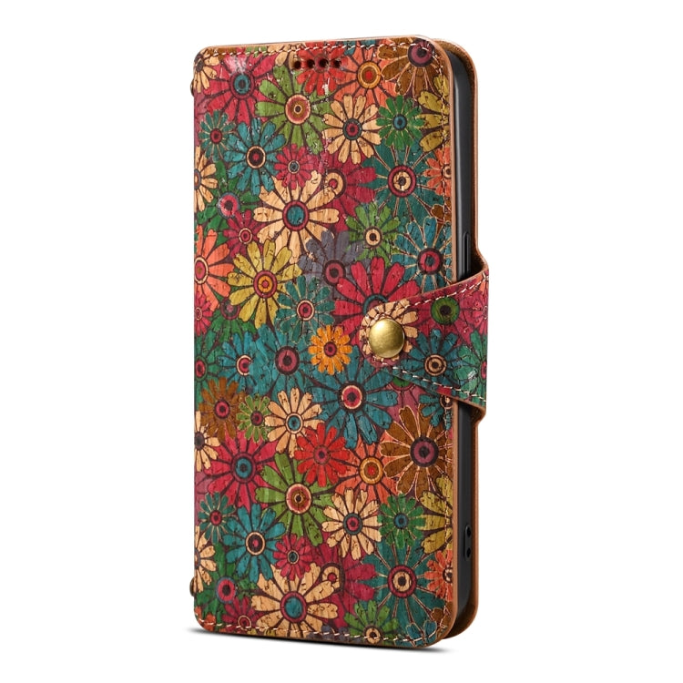For Google Pixel 8 Pro Denior Flower Language Series Cork Fabric Oil Edge Leather Phone Case(Spring) - Google Cases by Denior | Online Shopping UK | buy2fix