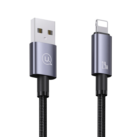 USAMS US-SJ667 USB To 8 Pin 2.4A Fast Charge Data Cable, Length: 1.2m(Black) by USAMS
