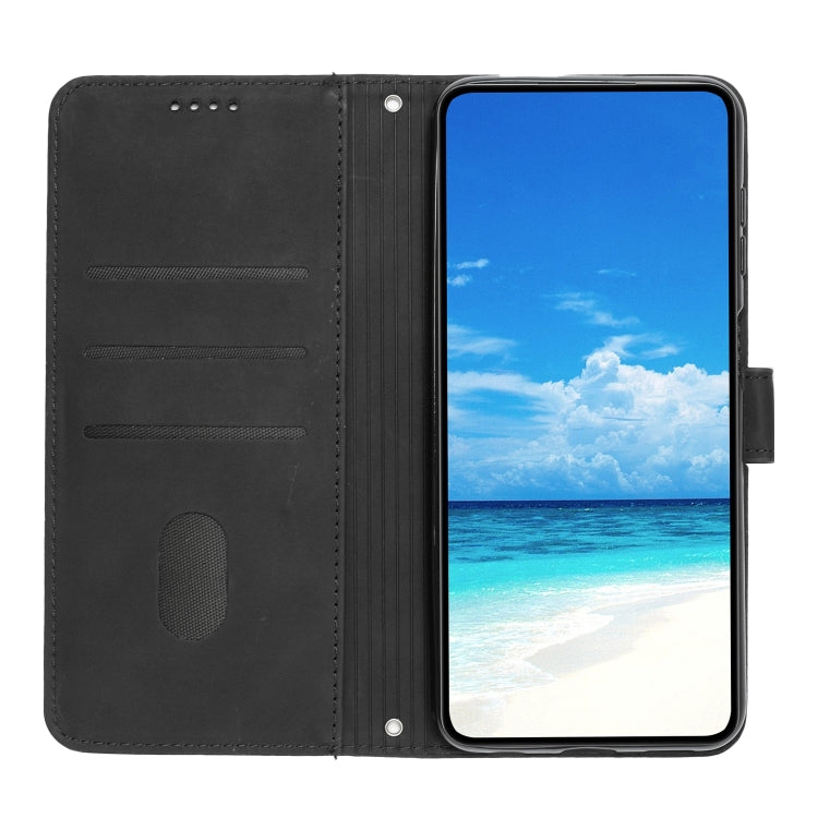 For Xiaomi Redmi K70 / K70 Pro Skin Feel Heart Embossed Leather Phone Case with Long Lanyard(Black) - Xiaomi Cases by buy2fix | Online Shopping UK | buy2fix