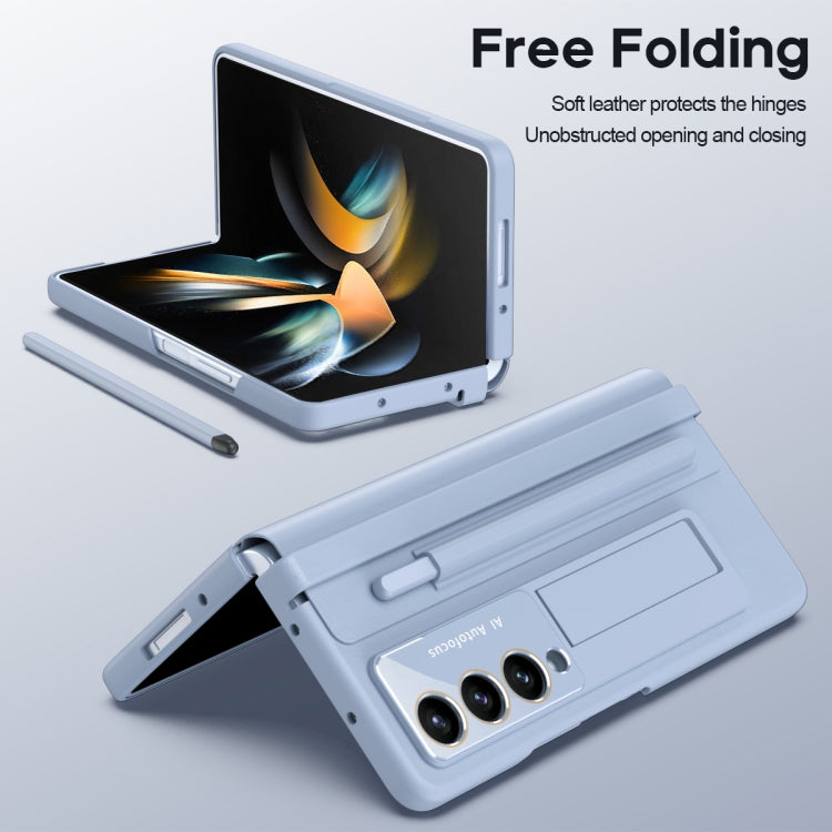 For Samsung Galaxy Z Fold4 PU + PC Full Coverage Phone Case with Pen/Pen Slots(Blue) - Galaxy Z Fold4 5G Cases by buy2fix | Online Shopping UK | buy2fix