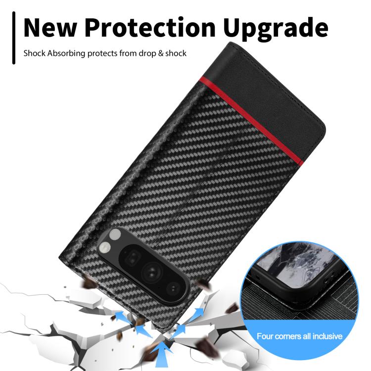 For Google Pixel 10 / 10 Pro LC.IMEEKE Carbon Fiber Leather Phone Case(Horizontal Black) - Google Cases by LC.IMEEKE | Online Shopping UK | buy2fix