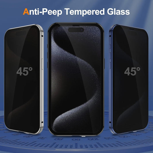 For iPhone 15 Pro Anti-peeping Magnetic Double-sided Tempered Glass Phone Case(Gold) by buy2fix