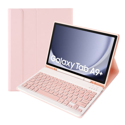 For Samsung Galaxy Tab A9+ X210/X215/X215 A09B Candy Color TPU Bluetooth Keyboard Leather Tablet Case with Pen Holder(Pink) by buy2fix