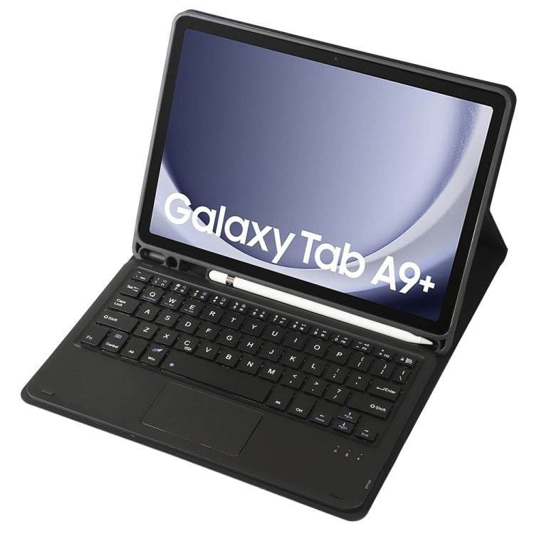 For Samsung Galaxy Tab A9+ X210/X215/X215 A09B-A Candy Color TPU Touch Bluetooth Keyboard Leather Tablet Case with Pen Holder(Black) by buy2fix