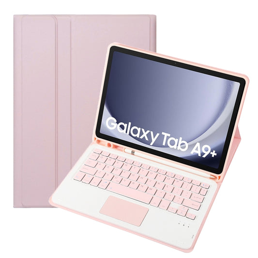 For Samsung Galaxy Tab A9+ X210/X215/X215 A09B-A Candy Color TPU Touch Bluetooth Keyboard Leather Tablet Case with Pen Holder(Pink) by buy2fix