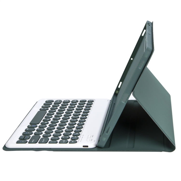 For Samsung Galaxy Tab A9+ X210/X215/X215 YA09B Candy Color TPU Round Keycap Bluetooth Keyboard Leather Case with Pen Slot(Dark Green) by buy2fix