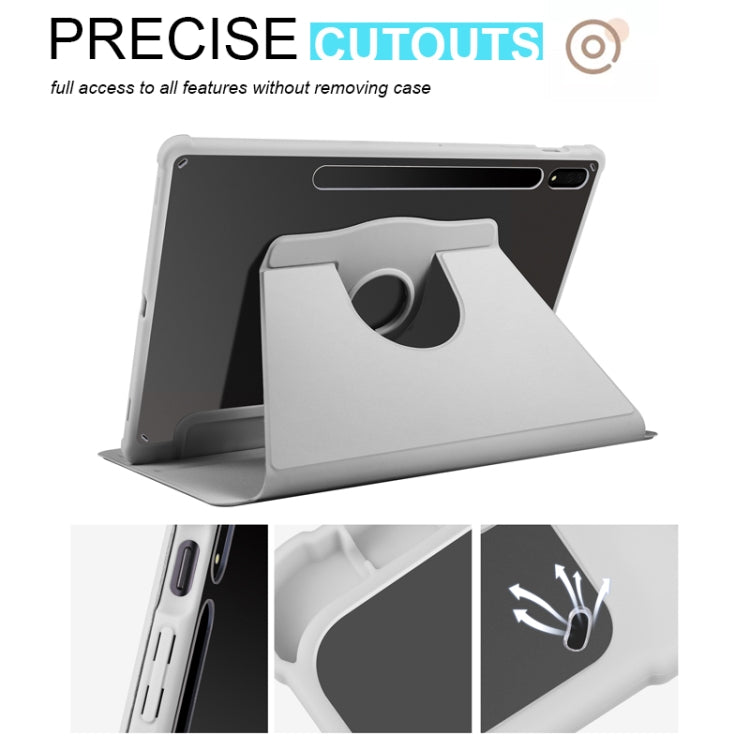 For Samsung Galaxy Tab S10+ / S9+ Acrylic 360 Degree Rotation Holder Tablet Leather Case(Grey) - Galaxy Tab S9+ Cases by buy2fix | Online Shopping UK | buy2fix