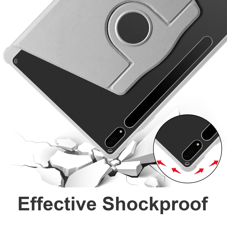 For Samsung Galaxy Tab S10+ / S9+ Acrylic 360 Degree Rotation Holder Tablet Leather Case(Grey) - Galaxy Tab S9+ Cases by buy2fix | Online Shopping UK | buy2fix