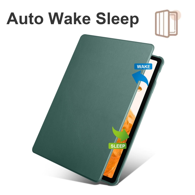 For Samsung Galaxy Tab S10+ / S9+ Acrylic 360 Degree Rotation Holder Tablet Leather Case(Dark Green) - Galaxy Tab S9+ Cases by buy2fix | Online Shopping UK | buy2fix