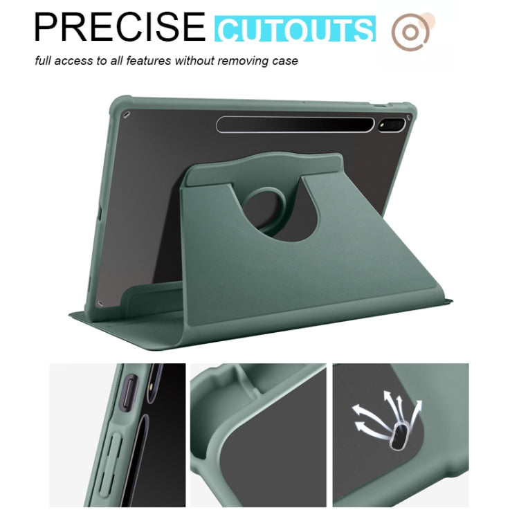 For Samsung Galaxy Tab S10+ / S9+ Acrylic 360 Degree Rotation Holder Tablet Leather Case(Dark Green) - Galaxy Tab S9+ Cases by buy2fix | Online Shopping UK | buy2fix