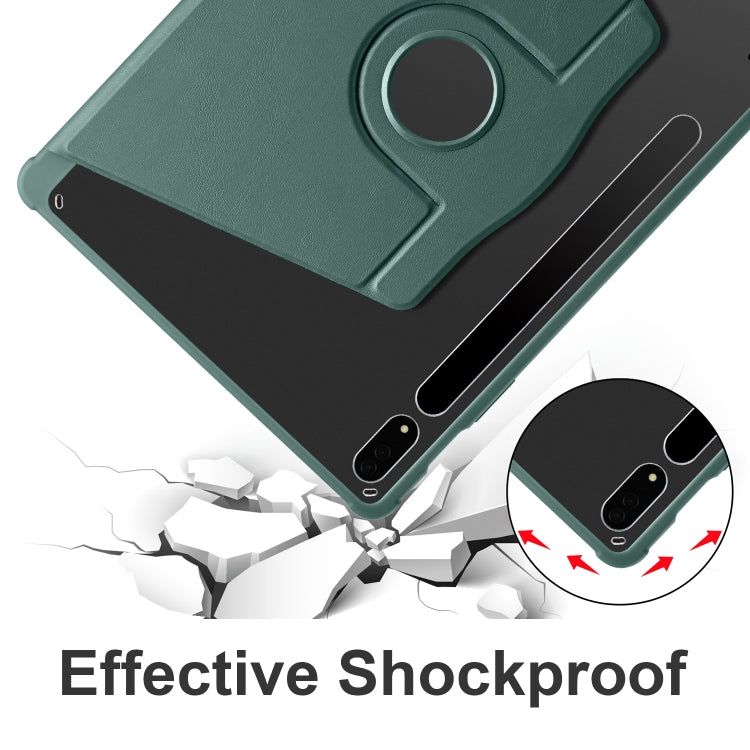 For Samsung Galaxy Tab S10+ / S9+ Acrylic 360 Degree Rotation Holder Tablet Leather Case(Dark Green) - Galaxy Tab S9+ Cases by buy2fix | Online Shopping UK | buy2fix