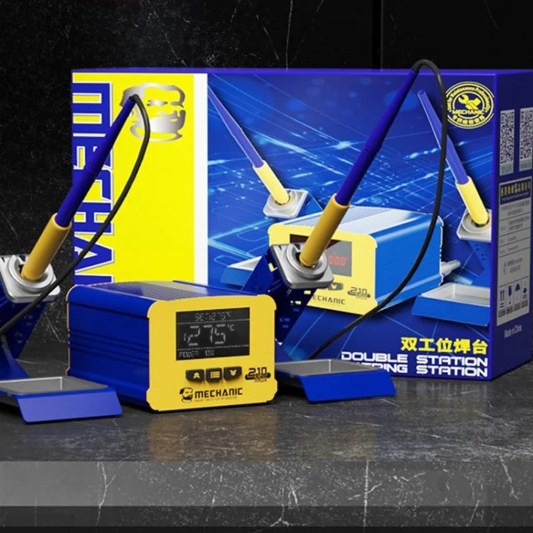 Mechanic 210MAX Dual Station Thermostatic Adjustable Digital Display Soldering Station, Plug:EU by MECHANIC