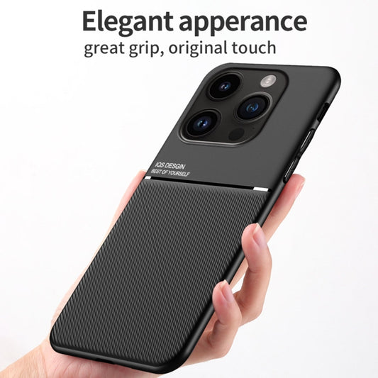 For iPhone 16 Pro Classic Tilt Strip Grain Magnetic Shockproof PC + TPU Phone Case(Black) by buy2fix
