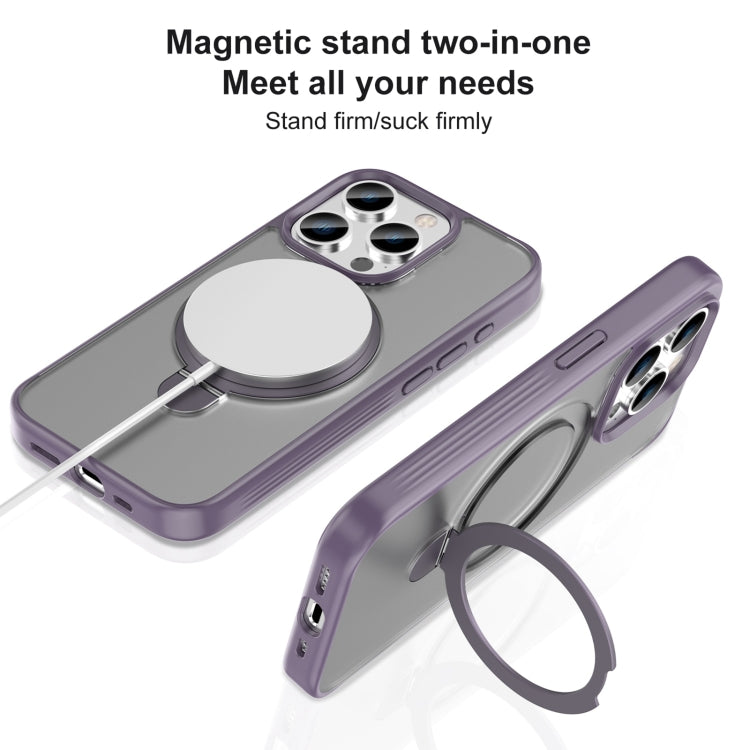 For iPhone 15 Pro Max Mutural MagSafe Magnetic Holder Phone Case(Dark Purple) by Mutural
