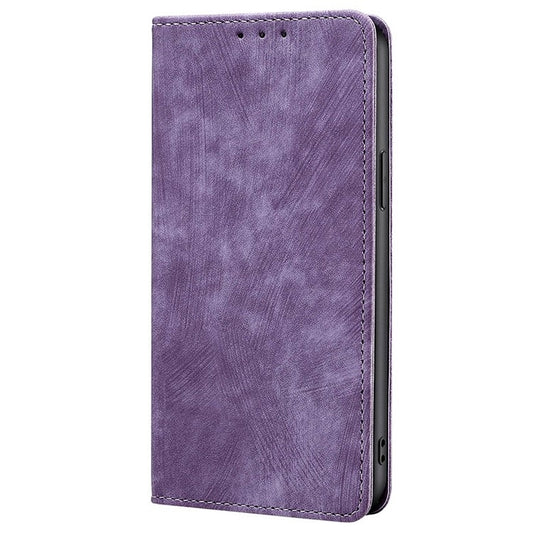 For Motorola Edge 5G 2024 RFID Anti-theft Brush Magnetic Leather Phone Case(Purple) by buy2fix