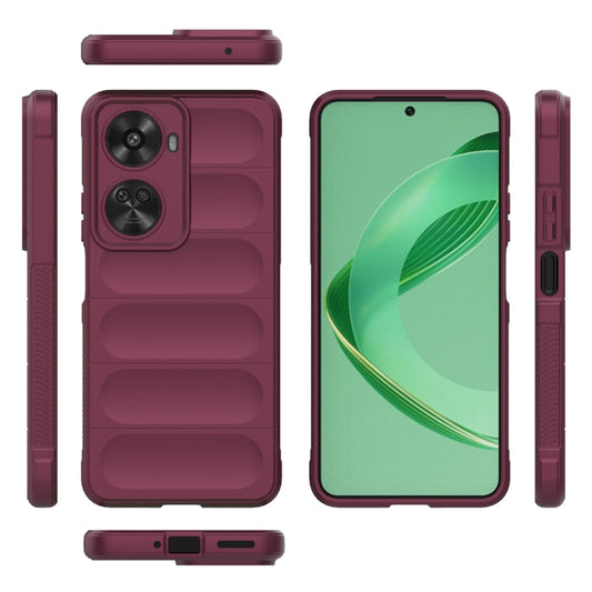 For Huawei nova 11 SE Magic Shield TPU + Flannel Phone Case(Wine Red) by buy2fix