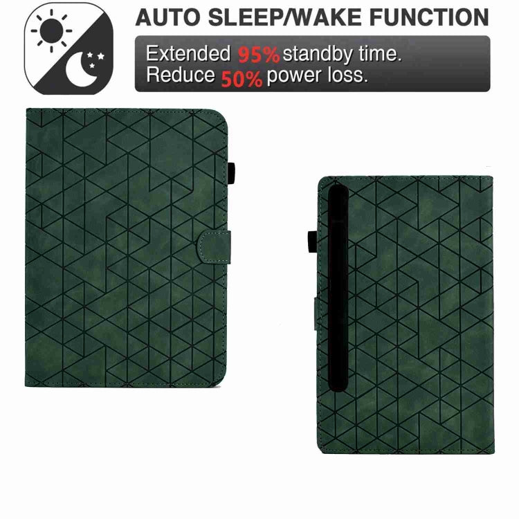 For Samsung Galaxy Tab S7 / S8 Rhombus TPU Smart Leather Tablet Case(Green) - Galaxy Tab S8 Cases by buy2fix | Online Shopping UK | buy2fix