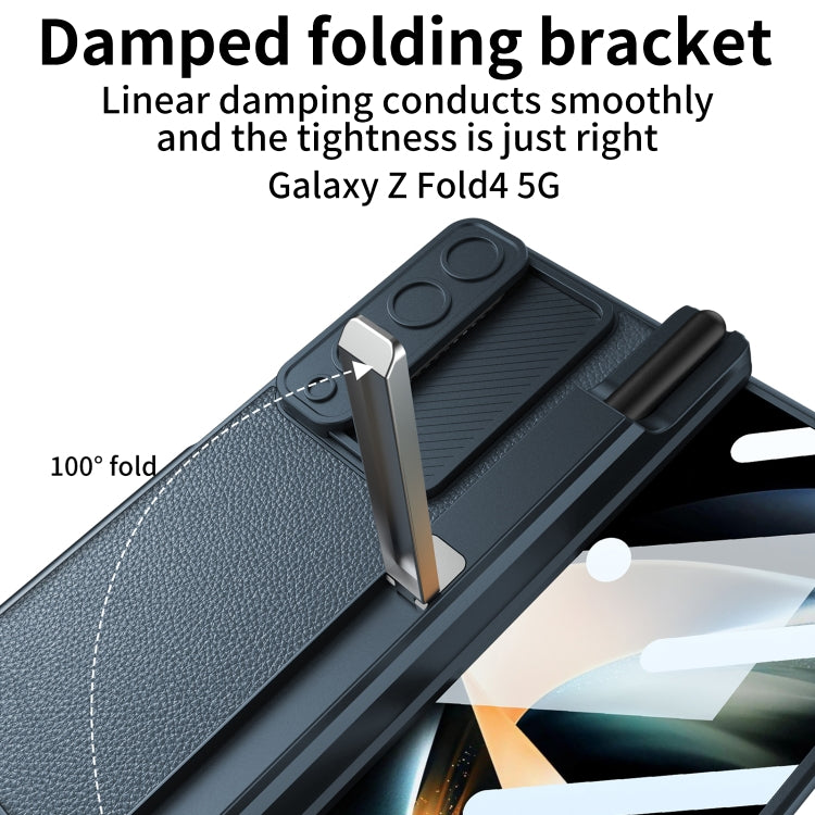 For Samsung Galaxy Z Fold4 GKK Magnetic Hinge Flip Leather Phone Case with Holder(Black) by GKK