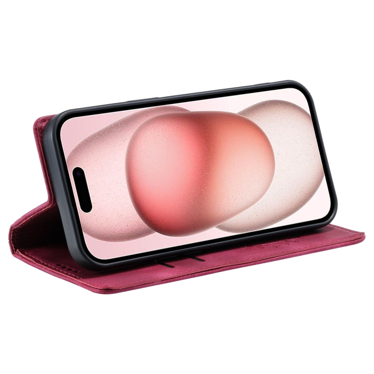 For iPhone 16 Plus Totem Embossed Magnetic Leather Phone Case(Red) by buy2fix