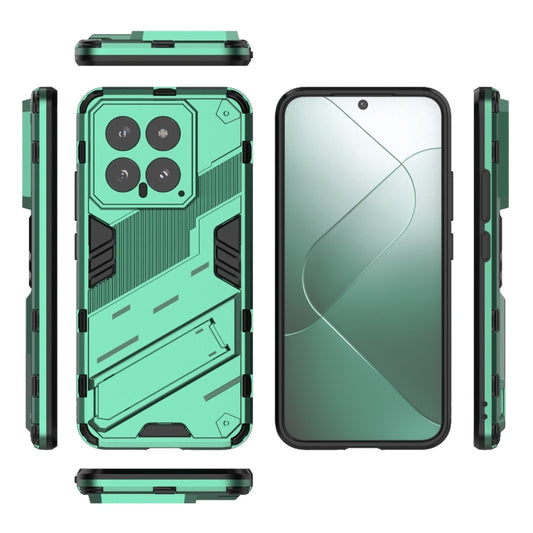 For Xiaomi 14 5G Punk Armor 2 in 1 PC + TPU Phone Case with Holder(Green) by buy2fix
