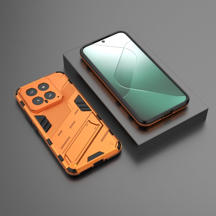 For Xiaomi 14 5G Punk Armor 2 in 1 PC + TPU Phone Case with Holder(Orange) - Xiaomi Cases by buy2fix | Online Shopping UK | buy2fix