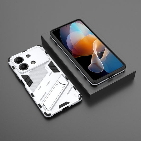 For Xiaomi Redmi Note 13R Pro 5G Punk Armor 2 in 1 PC + TPU Phone Case with Holder(White) by buy2fix