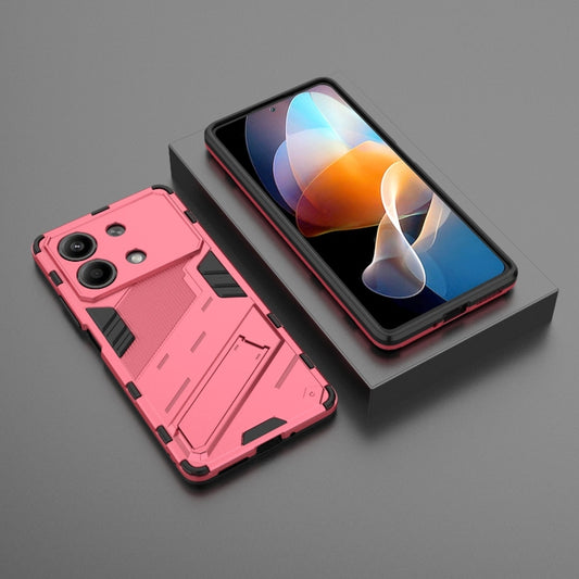 For Xiaomi Redmi Note 13R Pro 5G Punk Armor 2 in 1 PC + TPU Phone Case with Holder(Light Red) by buy2fix
