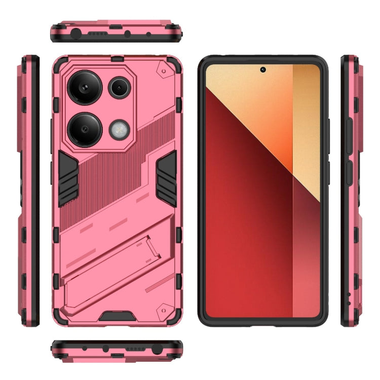 For Xiaomi Redmi Note 13 Pro 4G Global Punk Armor 2 in 1 PC + TPU Phone Case with Holder(Light Red) - Xiaomi Cases by buy2fix | Online Shopping UK | buy2fix