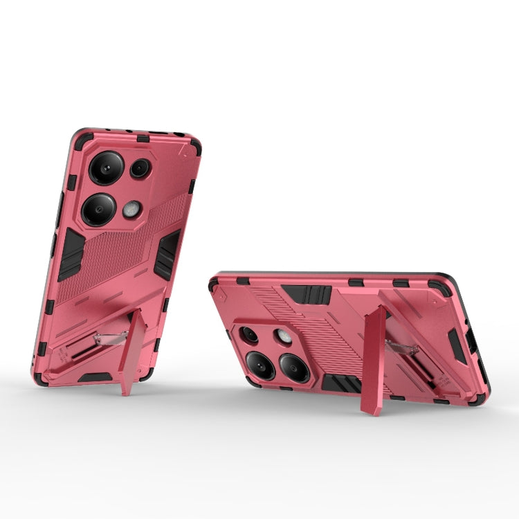 For Xiaomi Redmi Note 13 Pro 4G Global Punk Armor 2 in 1 PC + TPU Phone Case with Holder(Light Red) - Xiaomi Cases by buy2fix | Online Shopping UK | buy2fix