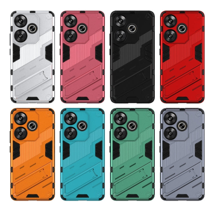 For Xiaomi Redmi Turbo 3 5G Punk Armor 2 in 1 PC + TPU Phone Case with Holder(Light Red) by buy2fix
