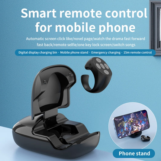JX-06s Multifunctional Mobile Phone Smart Bluetooth Remote Control Ring with Charging Box(Black) by buy2fix