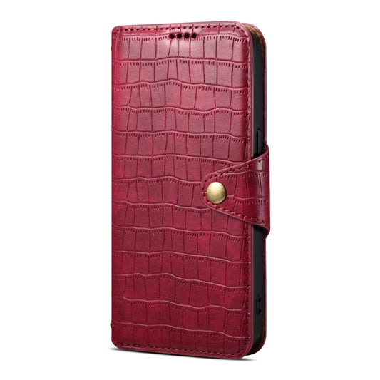 For Samsung Galaxy A52 Denior Crocodile Texture Oil Edge Leather Phone Case(Rose Red) - Galaxy Phone Cases by Denior | Online Shopping UK | buy2fix