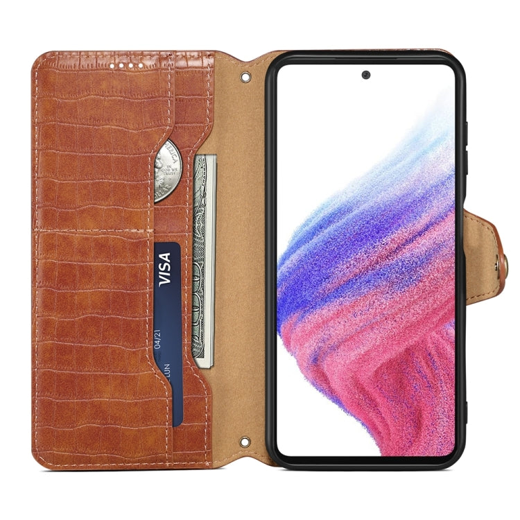 For Samsung Galaxy S23 FE Denior Crocodile Texture Oil Edge Leather Phone Case(Brown) - Galaxy S23 FE 5G Cases by Denior | Online Shopping UK | buy2fix