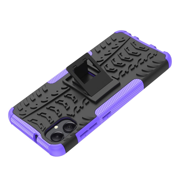For Samsung Galaxy A05 4G Tire Texture TPU + PC Phone Case with Holder(Purple) by buy2fix