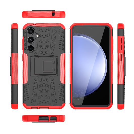For Samsung Galaxy S23 FE 5G Tire Texture TPU + PC Phone Case with Holder(Red) by buy2fix