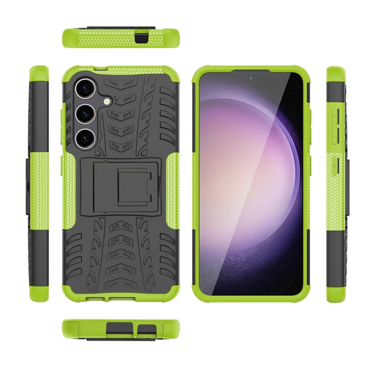For Samsung Galaxy S24 5G Tire Texture TPU + PC Phone Case with Holder(Green) by buy2fix