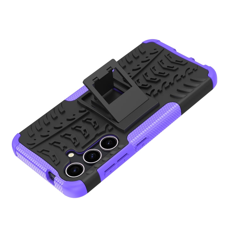 For Samsung Galaxy S24 5G Tire Texture TPU + PC Phone Case with Holder(Purple) by buy2fix
