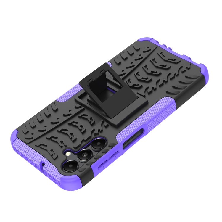 For Samsung Galaxy A15 Tire Texture TPU + PC Phone Case with Holder(Purple) by buy2fix