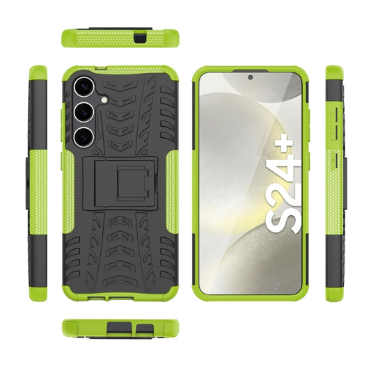 For Samsung Galaxy S24+ Tire Texture TPU + PC Phone Case with Holder(Green) by buy2fix