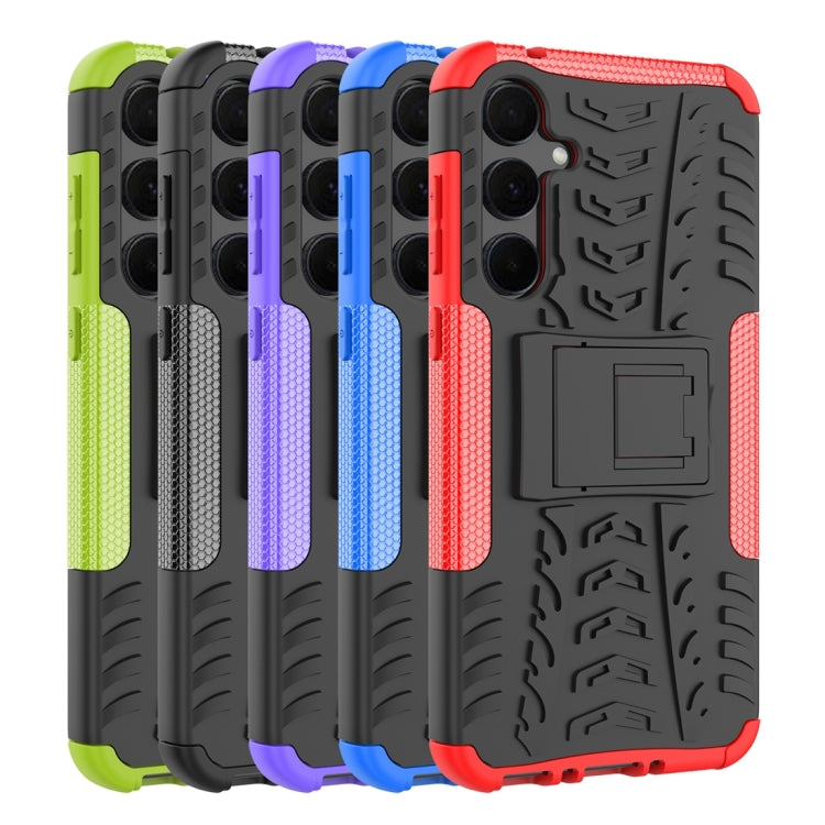 For Samsung Galaxy A35 5G Tire Texture TPU + PC Phone Case with Holder(Purple) by buy2fix