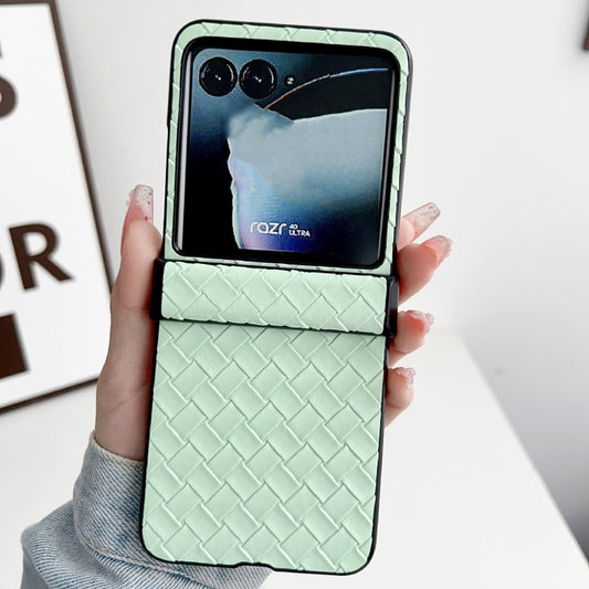For Motorola Razr 40 Ultra Three-piece Set Woven Texture Folding PU Phone Case(Green) by buy2fix