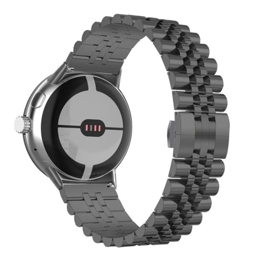 For Google Pixel Watch 2 / Pixel Watch Seven Beads Stainless Steel Metal Watch Band(Black) by buy2fix