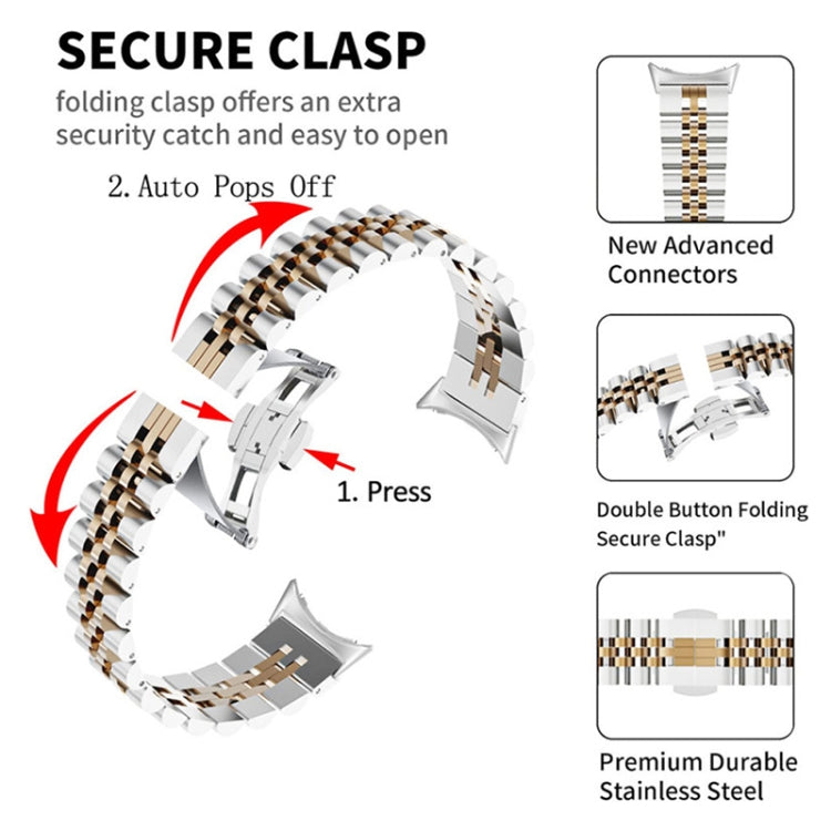 For Google Pixel Watch 2 / Pixel Watch Seven Beads Stainless Steel Metal Watch Band(Black) by buy2fix