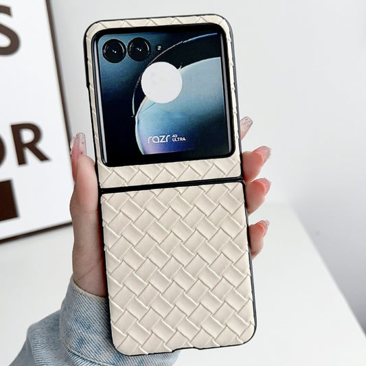 For Motorola Razr 40 Ultra Woven Texture Folding PU Phone Case(Gold) by buy2fix
