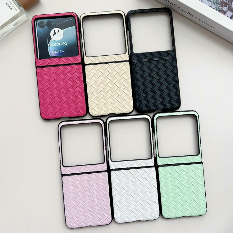 For Motorola Razr 40 Ultra Woven Texture Folding PU Phone Case(Gold) by buy2fix